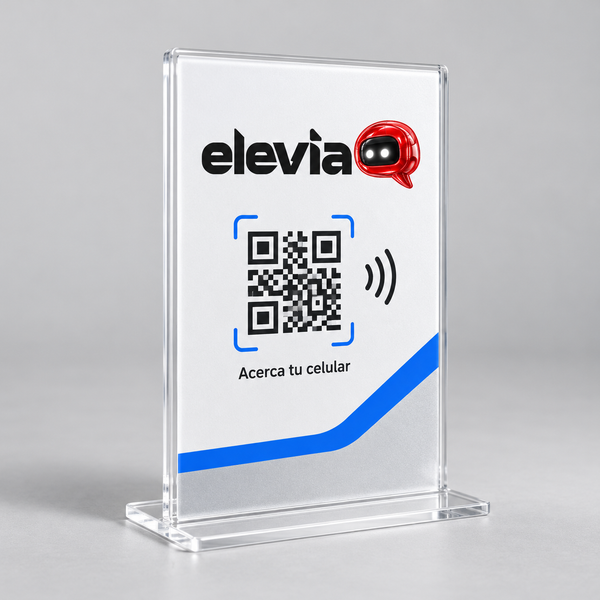 Maqueta Elevia de stand personalizado. QR ilustrativo.